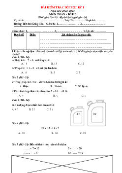 Đề thi học kì 1 lớp 2 môn Toán năm 2022-2023 - Đề 6 | Kết nối tri thức