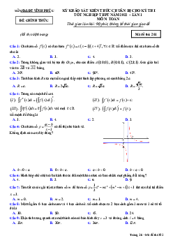 Đề thi thử THPT Quốc gia 2022 môn Toán lần 1 Sở GD&ĐT Vĩnh Phúc