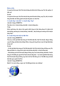 Giải Khoa học tự nhiên lớp 6 Bài 52: Chuyển động nhìn thấy của Mặt Trời. Thiên thể | Kết nối tri thức