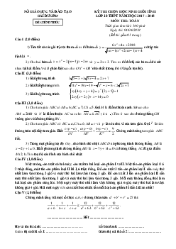 Đề thi chọn HSG tỉnh Toán 10 THPT năm 2017 – 2018 sở GD và ĐT Hải Dương