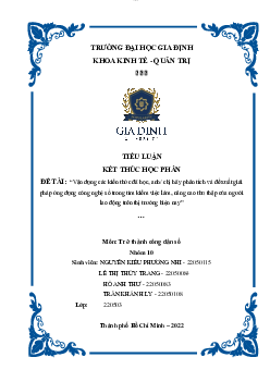 Phân tích và đề xuất giải pháp ứng dụng công nghệ số trong tìm kiếm việc làm, nâng cao thu thập của người lao động trên thị trường hiện nay - Tiểu luận môn Trở thành công dân số | Đại học Gia Định