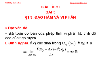Bài giảng chương 3: Đạo hàm - Tích phân | Đại học Bách khoa Hà Nội