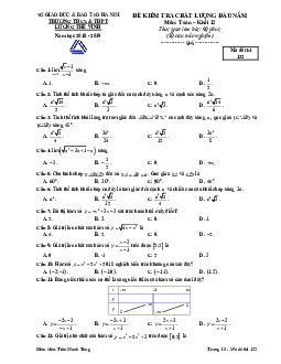 Đề kiểm tra chất lượng đầu năm 2018 – 2019 Toán 12 trường Lương Thế Vinh – Hà Nội