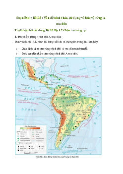 Giải Địa lí 7 Bài 18: Vấn đề khai thác, sử dụng và bảo vệ rừng A-ma-dôn | Chân trời sáng tạo