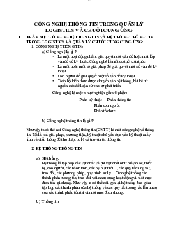 Tổng quan Logistics và chuỗi cung ứng  | Trường Đại học Giao thông Vận Tải