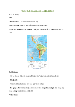 Giải Địa lí 11 Bài 8: Tự nhiên, dân cư, xã hội và kinh tế Mỹ La tinh | Chân trời sáng tạo