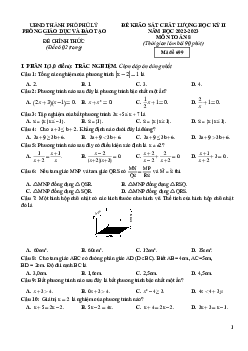 Đề học kỳ 2 Toán 8 năm 2022 – 2023 phòng GD&ĐT Phủ Lý – Hà Nam