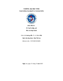 Báo cáo thực hành "Di truyền động vật"