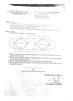 Đề thi tự luận cuối kỳ Cấu trúc rời rạc | Trường Đại học CNTT Thành Phố Hồ Chí Minh