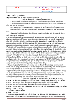 Bộ đề thi thử THPT QG 2020 môn Văn (có đáp án) -Tập 7