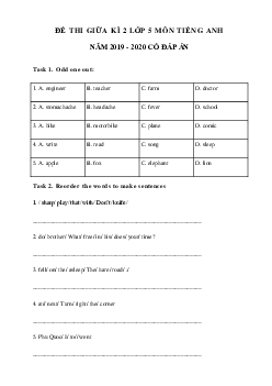 Đề thi giữa học kì 2 tiếng Anh lớp 5 năm 2019 - 2020