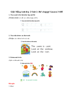 Unit 2: He’s happy! - Lesson 3 SBT | Tiếng anh 2 Family and Friends