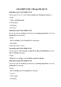 Giải GDQP 10 Bài 3: Đội ngũ tiểu đội CD