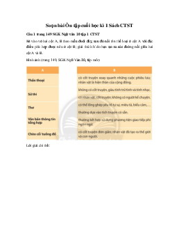 Soạn bài Ôn tập cuối học kì 1 Ngữ Văn 10 Sách Chân Trời Sáng Tạo