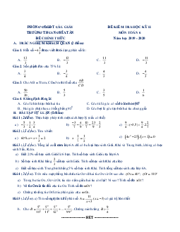 Đề thi học kì 2 Toán 6 năm học 2019 – 2020 trường THCS Nghĩa Tân – Hà Nội