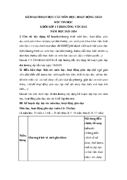 Kế hoạch dạy học Tin học lớp 4 | Chân trời sáng tạo