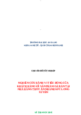 Nghiên cứu hành vi tiêu dùng của khách hàng về sản phẩm gà rán tại nhà hàng thức ăn nhanh KFC Long Xuyên - Kinh tế vĩ mô | Trường Đại học Kinh tế, Đại học Quốc gia Hà Nội