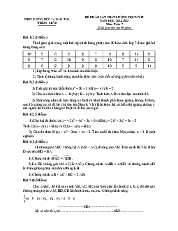 Đề học kỳ 2 Toán 7 năm 2021 – 2022 phòng GD&ĐT Tiền Hải – Thái Bình