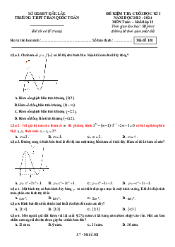 Đề cuối kì 1 Toán 12 năm 2023 – 2024 trường THPT Trần Quốc Toản – Đắk Lắk