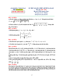 Đề thi vào 10 môn Toán (chuyên Toán) năm 2021 – 2022 trường chuyên Lam Sơn – Thanh Hóa
