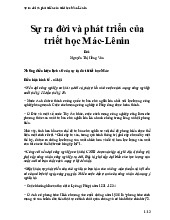 Tài liệu sự ra đời và phát triển của triết học Mác Lê-nin | Trường Đại học Bách Khoa Hà Nội
