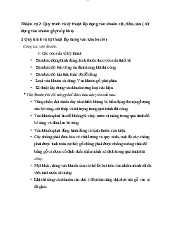 Bài thực hành Nhiệm vụ 2: Quy trình và kỹ thuật lắp dựng ván khuôn cột, dầm, sàn ( sử dụng ván khuôn gỗ phủ phim) với từng bước chi tiết