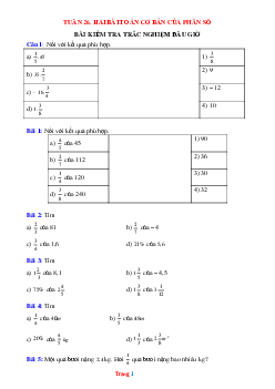 Bài tập Toán 6 bộ kết nối tuần 26 Hai bài toán cơ bản của phân số