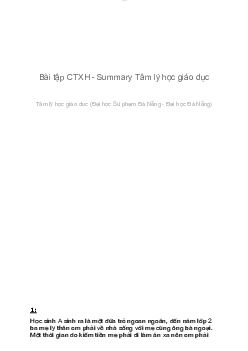 Bài tập CTXH - Summary Tâm lý học giáo dục