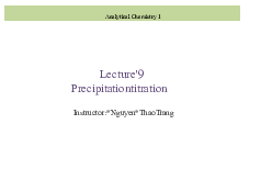 Lecture 9 Precipitation titration - Chemistry Laboratory | Trường Đại học Quốc tế, Đại học Quốc gia Thành phố HCM