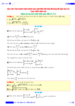 Bài tập VD – VDC chuyên đề hàm số, hàm số bậc hai và tam thức bậc hai