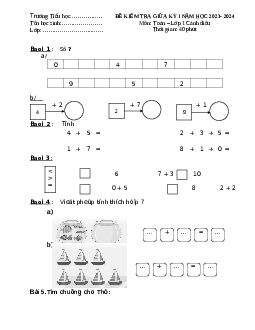Đề thi giữa kì học kì 1 môn Toán lớp 1 | Đề 4 | Cánh diều