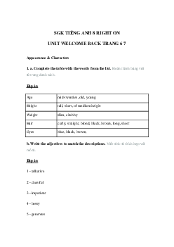 Tiếng Anh 8 Welcome back trang 6 7