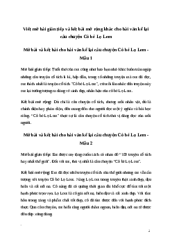 Văn mẫu Viết mở bài gián tiếp và kết bài mở rộng khác cho bài văn kể lại câu chuyện Cô bé Lọ Lem | Kết nối tri thức