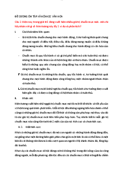 Đề cương ôn tập môn Xã hội học văn hóa | Đại học Văn hóa Hà Nội