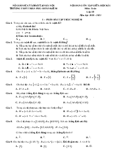 Nội dung ôn tập giữa HK1 Toán 10 năm 2020 – 2021 trường THPT Trần Phú – Hà Nội