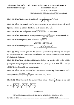 Đề KSCL đội tuyển HSG Toán 10 năm 2018 – 2019 trường Yên Lạc 2 – Vĩnh Phúc