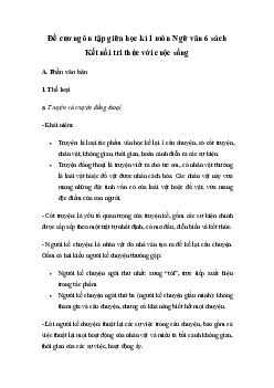 Đề cương ôn tập giữa học kì 1 môn Ngữ văn 6 sách Kết nối tri thức với cuộc sống