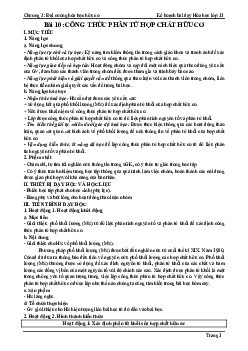 Bài 10: Công thức phân tử hợp chất hữu cơ | Giáo án Hóa 11 Chân trời sáng tạo