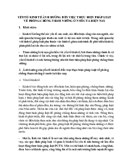 Yếu tố kinh tế ảnh hưởng đến việc thực hiện pháp luật về phòng chống tham nhũng ở nước ta hiện nay