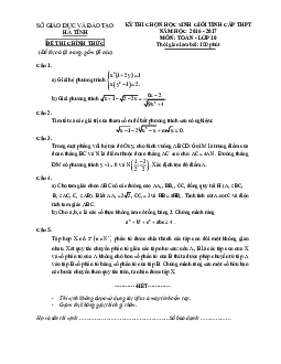 Đề thi chọn học sinh giỏi tỉnh môn Toán 10 năm học 2016 – 2017 sở GD và ĐT Hà Tĩnh