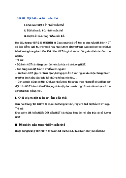 Giải Khoa học tự nhiên 9 Kết nối tri thức Bài 46: Đột biến nhiễm sắc thể