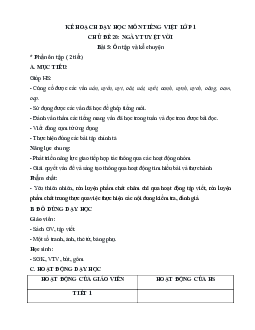 Chủ đề 20: Ngày tuyệt vời | Bài 5 | Giáo án Tiếng Việt 1 bộ sách Chân trời sáng tạo