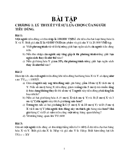 Bài tập Chương 1: Lý thuyết tổng hợp về sự lựa chọn của người tiêu dùng
