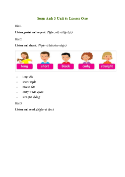 Giải Tiếng Anh lớp 3 Unit 6: Lesson One | Family and Friends