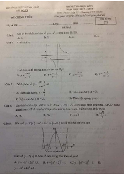 Đề thi HK1 Toán 12 năm học 2017 – 2018 trường THPT Hồng Thái – Hà Nội