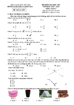 Đề học kì 1 Toán 7 năm 2023 – 2024 phòng GD&ĐT Bắc Từ Liêm – Hà Nội