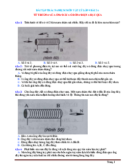 Bài tập trắc nghiệm môn vật lý 9 Bài 24 Từ trường của ống dây có dòng điện chạy qua (có đáp án)
