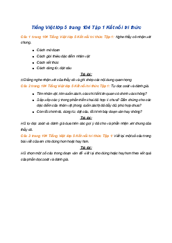 Giải SGK Tiếng Việt 5 trang 104 Bài 20: Viết: Đánh giá, chỉnh sửa đoạn văn giới thiệu nhân vật trong một cuốn sách - Kết nối tri thức (Tập 1)