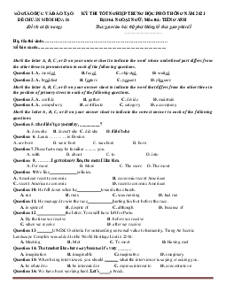 Đề thi thử tốt nghiệp Tiếng Anh 12 năm 2021 (có lời giải, đề 4)