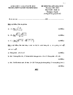 Đề giữa kỳ 2 Toán 11 năm 2022 – 2023 trường THPT Nguyễn Thị Minh Khai – TP HCM